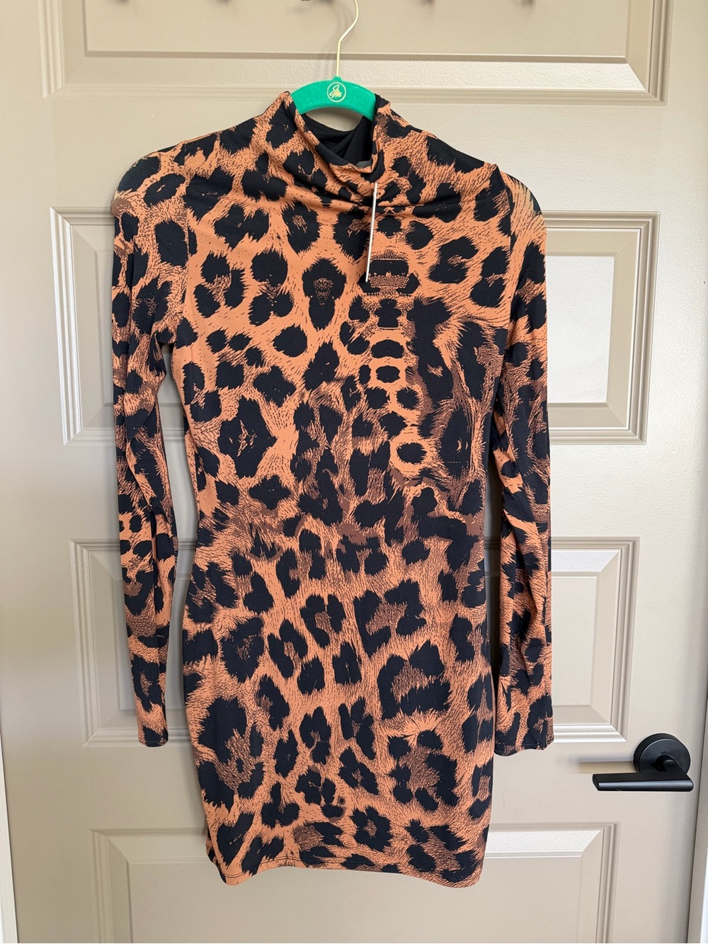 naked wardrobe Leopard Print Long Sleeve Bodycon Dress - Black & Brown - Picture 2 of 6